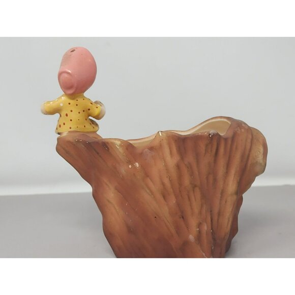 Vintage Enesco Girl Figurine‎ Ceramic Planter With Tree Stump Design - Picture 3 of 13